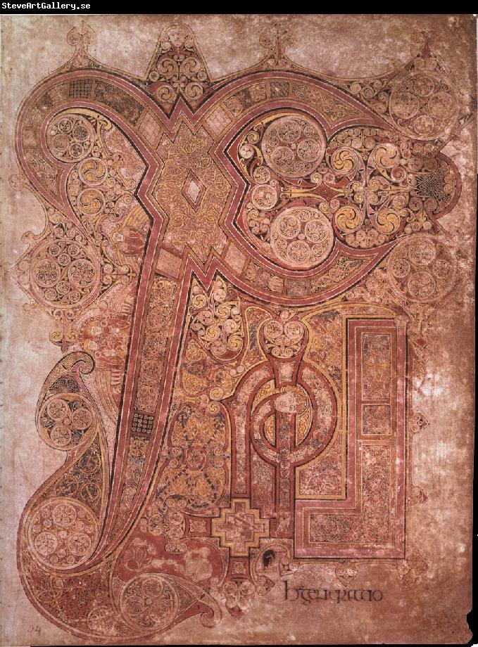 unknow artist Chi-Rho page from the Book of Kells